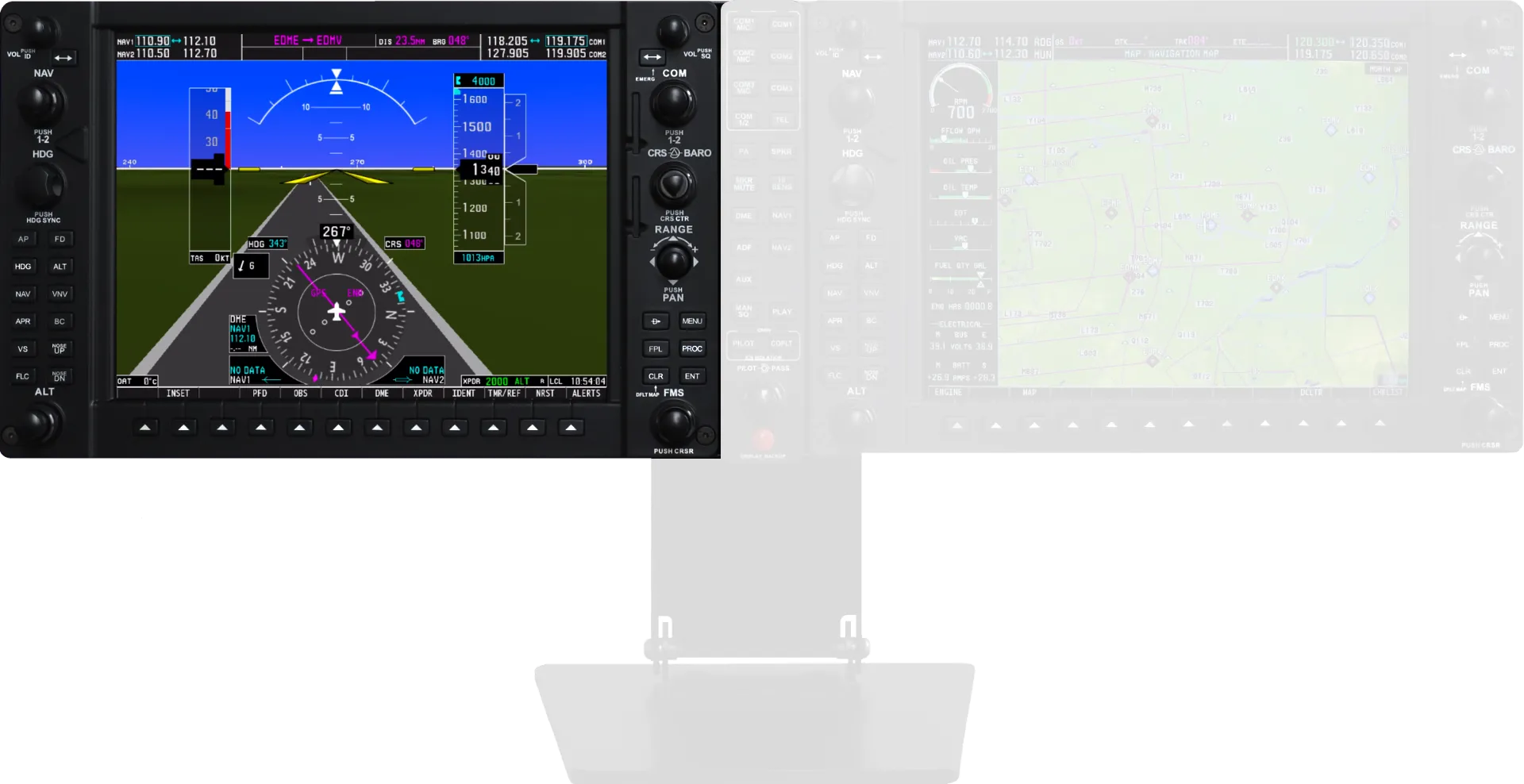 View on the PFD-Panel of the BADT